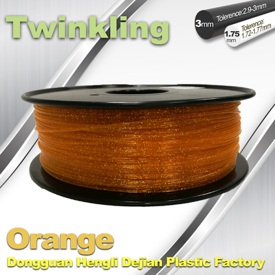 Filament orange de scintillement du filament 1.75mm de l'imprimante 3D de MSDS pour l'imprimante 3d