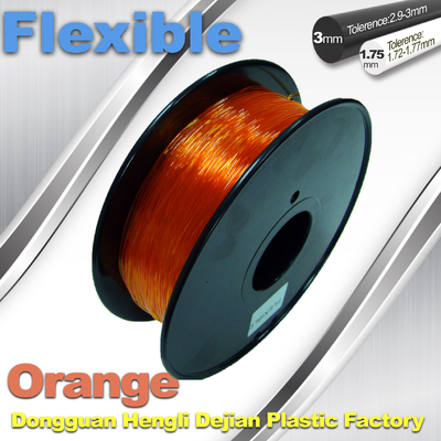 Orange 3.0mm/1.75mm filament flexible en caoutchouc d'imprimante de 1.0KG/Rolls 3D
