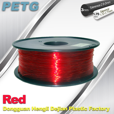 Résistance transparente d'acide et d'alcali de filament d'imprimante du rouge PETG 3D de taille 1.0kg/petit pain