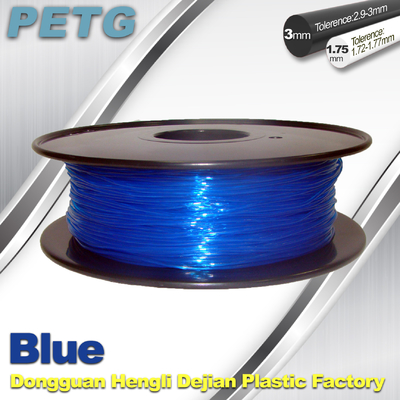 matériel transparent 1,75/3,0 millimètres de l'imprimante 3D de bobine en plastique bleue de PETG Fliament