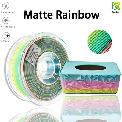 Imprimante 3D PINRUI Filament PLA Matte Rainbow 1,75 mm 1 kg Couleurs multiples Adapté à la plupart des imprimantes FDM