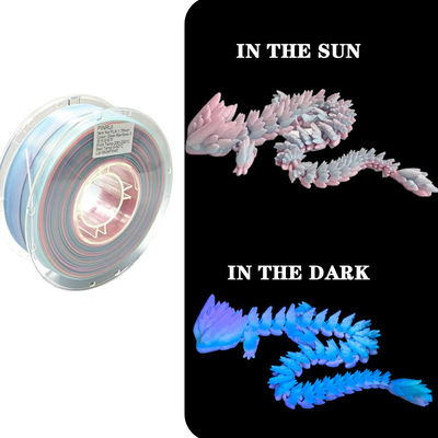 PINRUI Glow Rainbow PLA 1 kg 1,75 mm Modifier la couleur dans l'obscurité Pour l'imprimante 3D