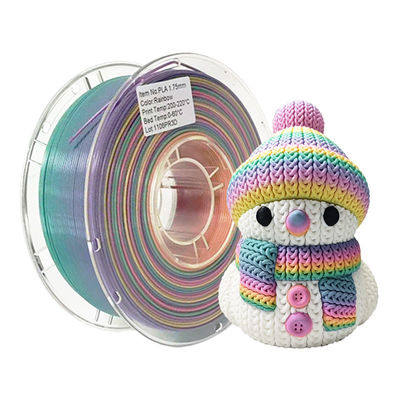 Imprimante 3D PINRUI Filament PLA Rainbow 1,75 mm 1 kg Couleurs multiples Adapté à la plupart des imprimantes FDM